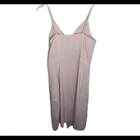 QED LONDON Asymmetrical Sleeveless Slip Dress With Button Front Beige Size Large - Picture 9 of 10